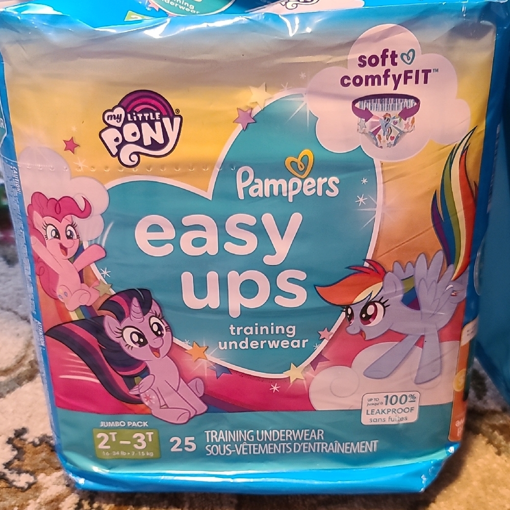 2 for $35- Pampers Easy Ups Training Underwear - Girls 2T-3T - 16-34 lbs - 25 pk